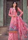 Pink Floral Silky French Crepe Digital Print Palazzo Suit
